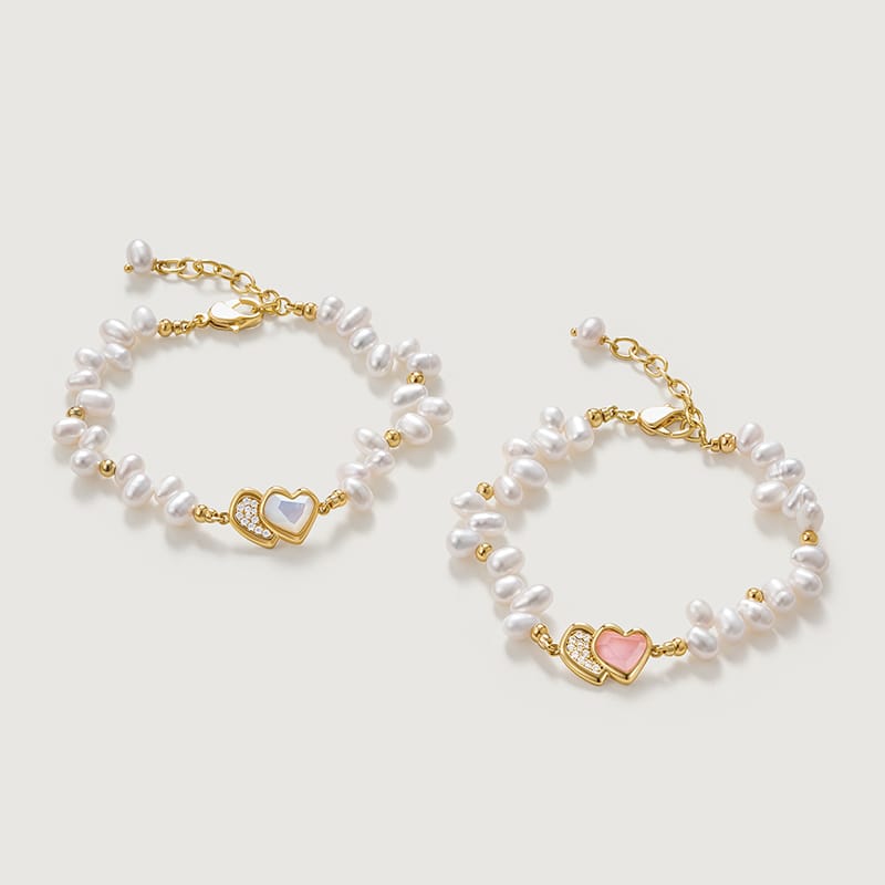 Blush Heart Irregular Pearl Bracelet AmberLollipop