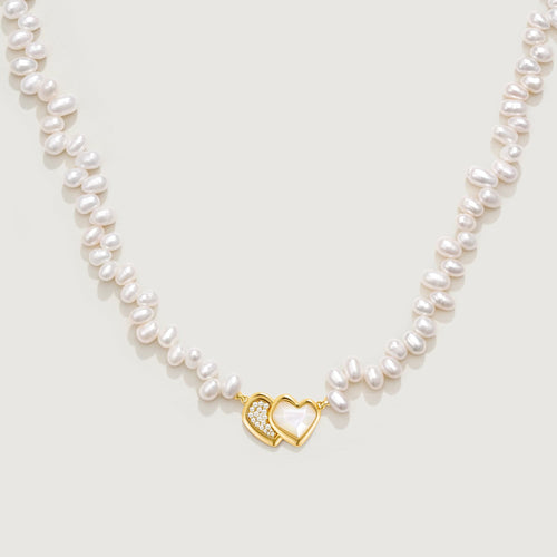 Blush Heart Irregular Pearl Necklace AmberLollipop