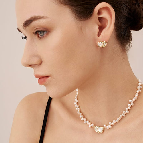 Blush Heart Irregular Pearl Necklace AmberLollipop