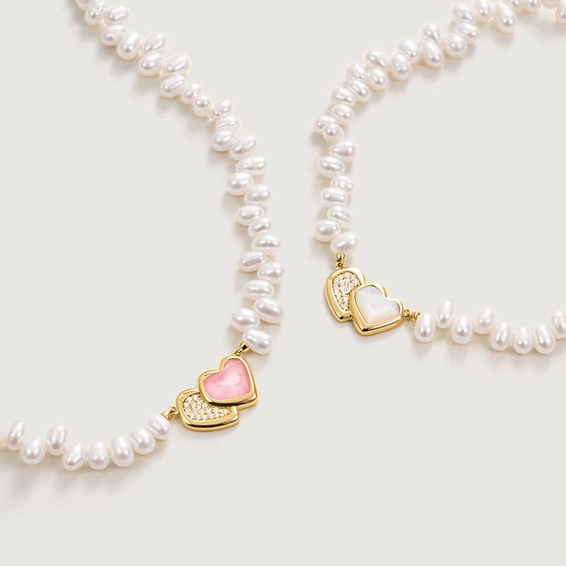 Blush Heart Irregular Pearl Necklace AmberLollipop