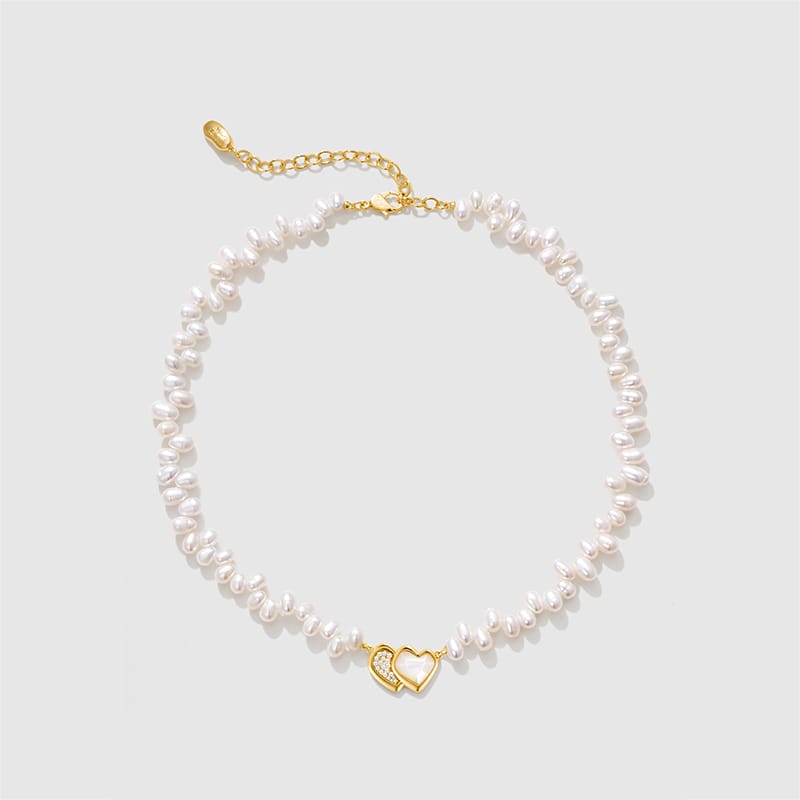 Blush Heart Irregular Pearl Necklace AmberLollipop