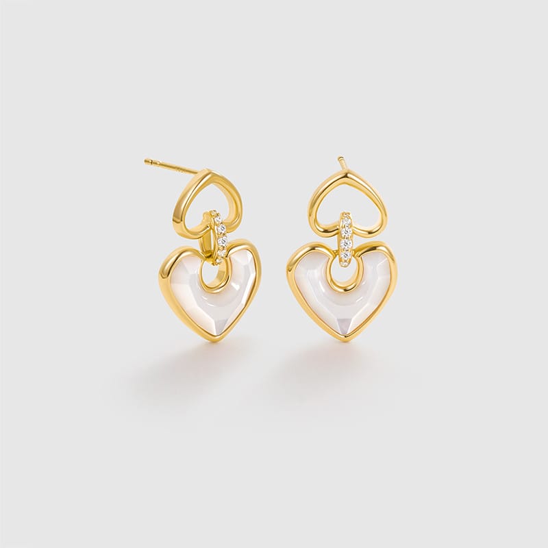 Blush Heart Mother of Pearl Drop Earrings AmberLollipop