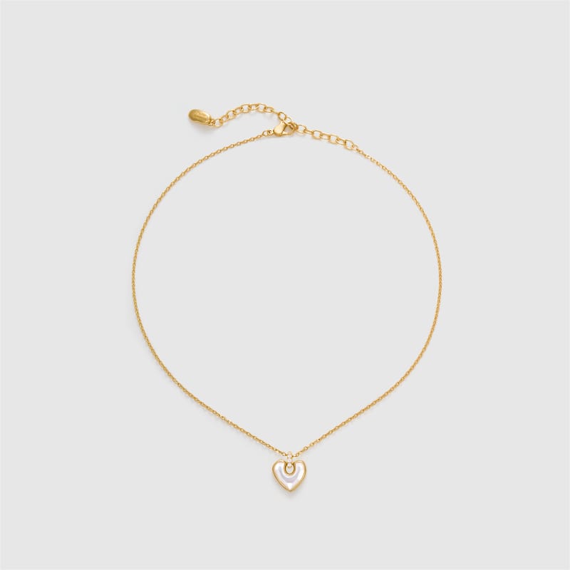 Blush Heart Mother of Pearl Necklace AmberLollipop