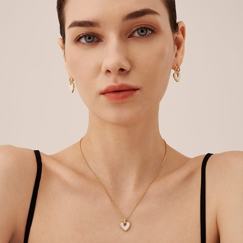Blush Heart Mother of Pearl Necklace AmberLollipop