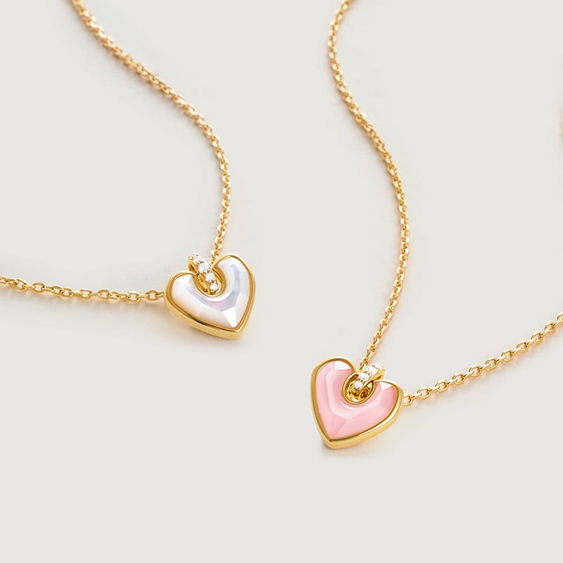 Blush Heart Mother of Pearl Necklace AmberLollipop