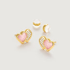 Blush Heart Mother of Pearl Stud Earrings AmberLollipop