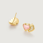 Blush Heart Mother of Pearl Stud Earrings AmberLollipop