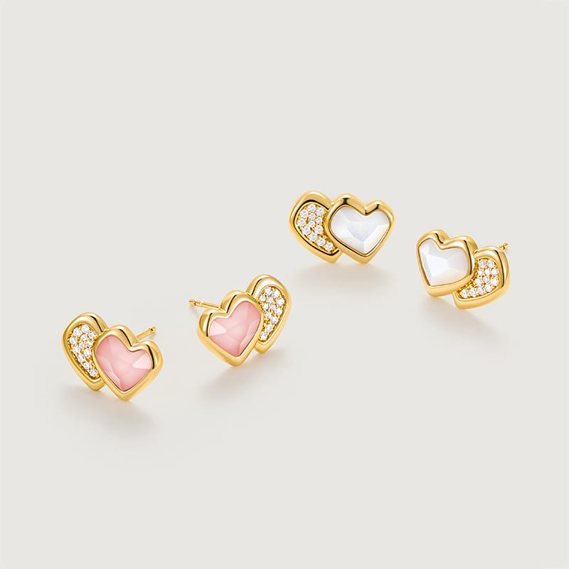 Blush Heart Mother of Pearl Stud Earrings AmberLollipop