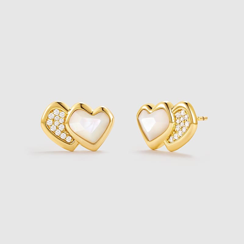 Blush Heart Mother of Pearl Stud Earrings AmberLollipop