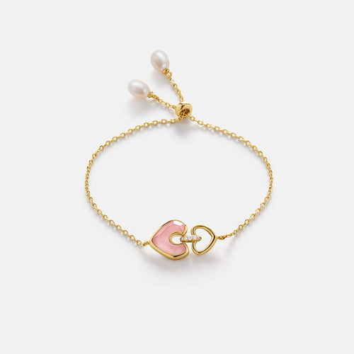Blush Heart Rose Quartz Adjustable Bracelet AmberLollipop