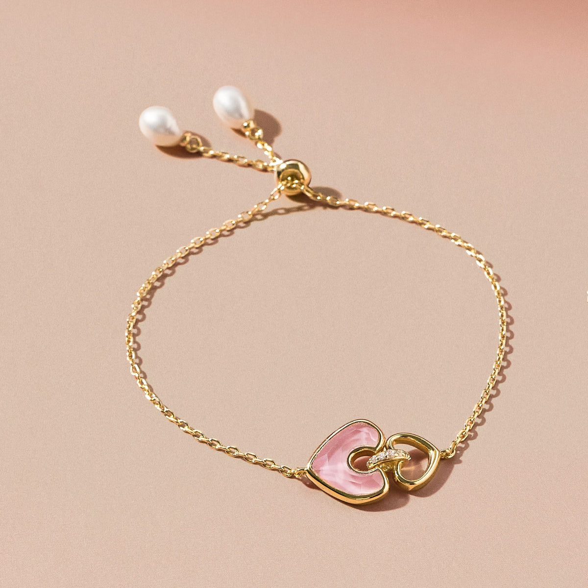 Blush Heart Rose Quartz Adjustable Bracelet AmberLollipop