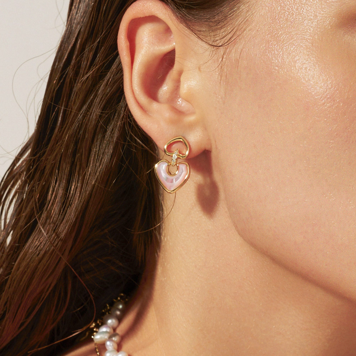 Blush Heart Rose Quartz Drop Earrings AmberLollipop