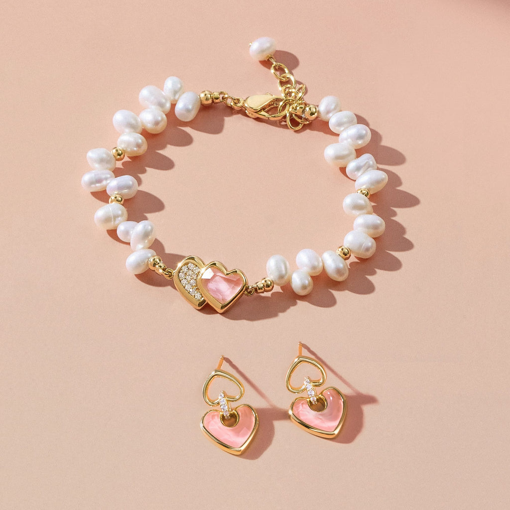 Blush Heart Rose Quartz Jewelry Set AmberLollipop