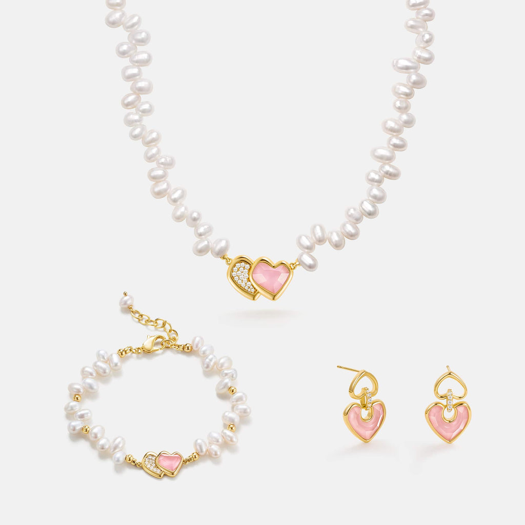 Blush Heart Rose Quartz Jewelry Set AmberLollipop