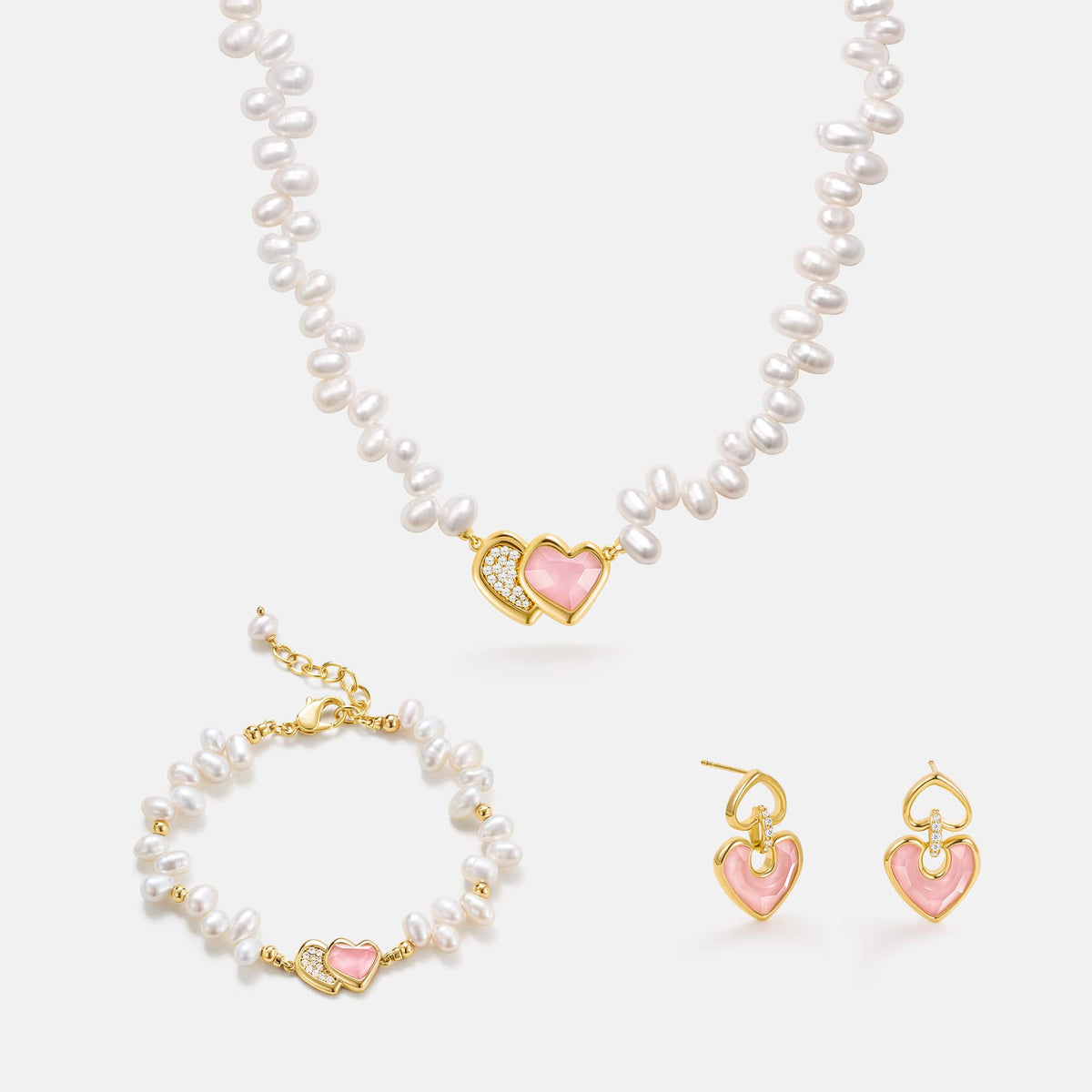 Blush Heart Rose Quartz Jewelry Set AmberLollipop