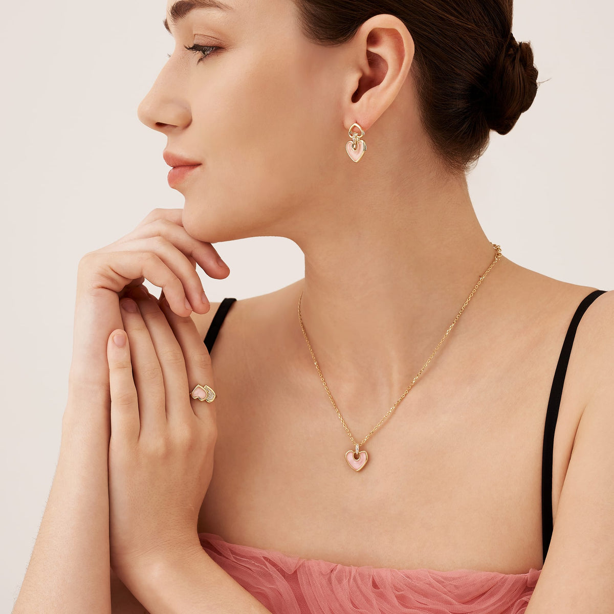 Blush Heart Rose Quartz Necklace AmberLollipop