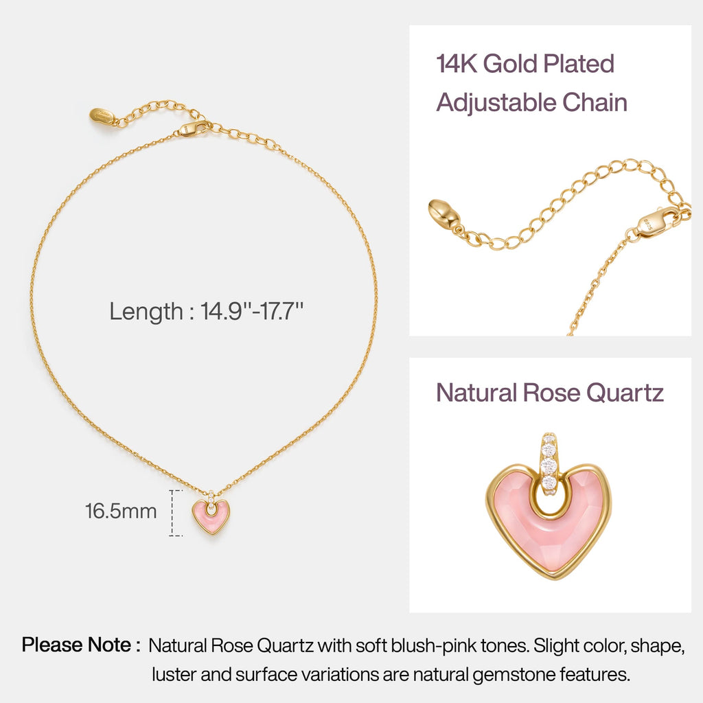Blush Heart Rose Quartz Necklace AmberLollipop