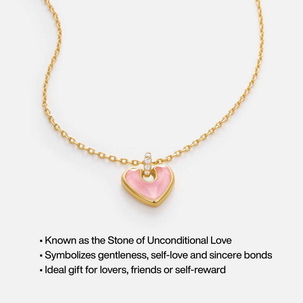 Blush Heart Rose Quartz Necklace AmberLollipop