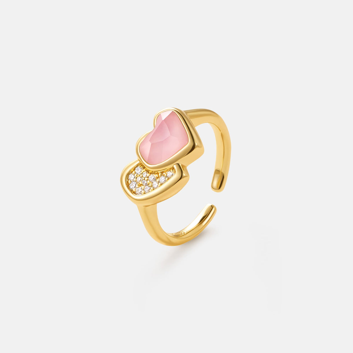 Blush Heart Rose Quartz Open Ring AmberLollipop