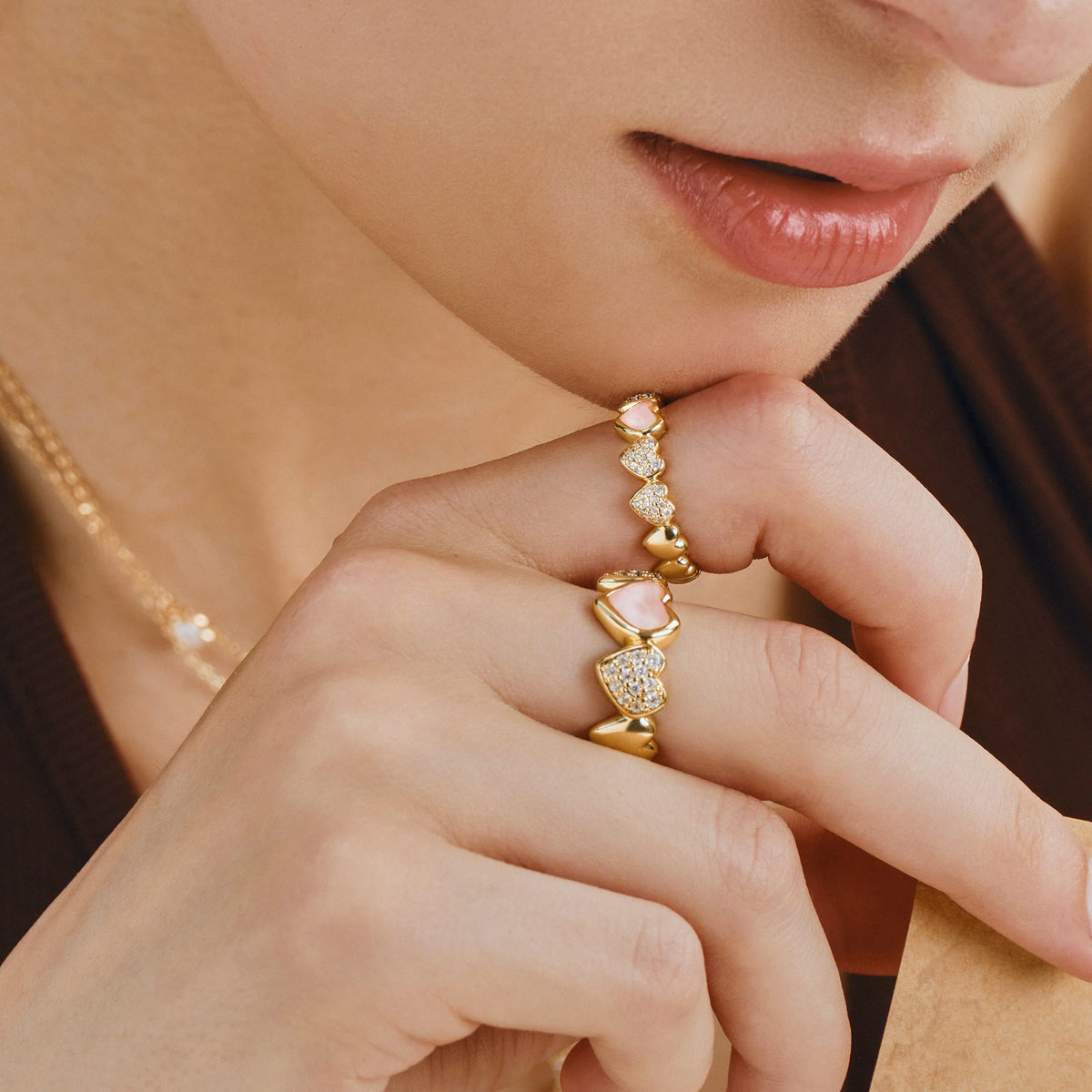 Blush Heart Rose Quartz Open Ring AmberLollipop