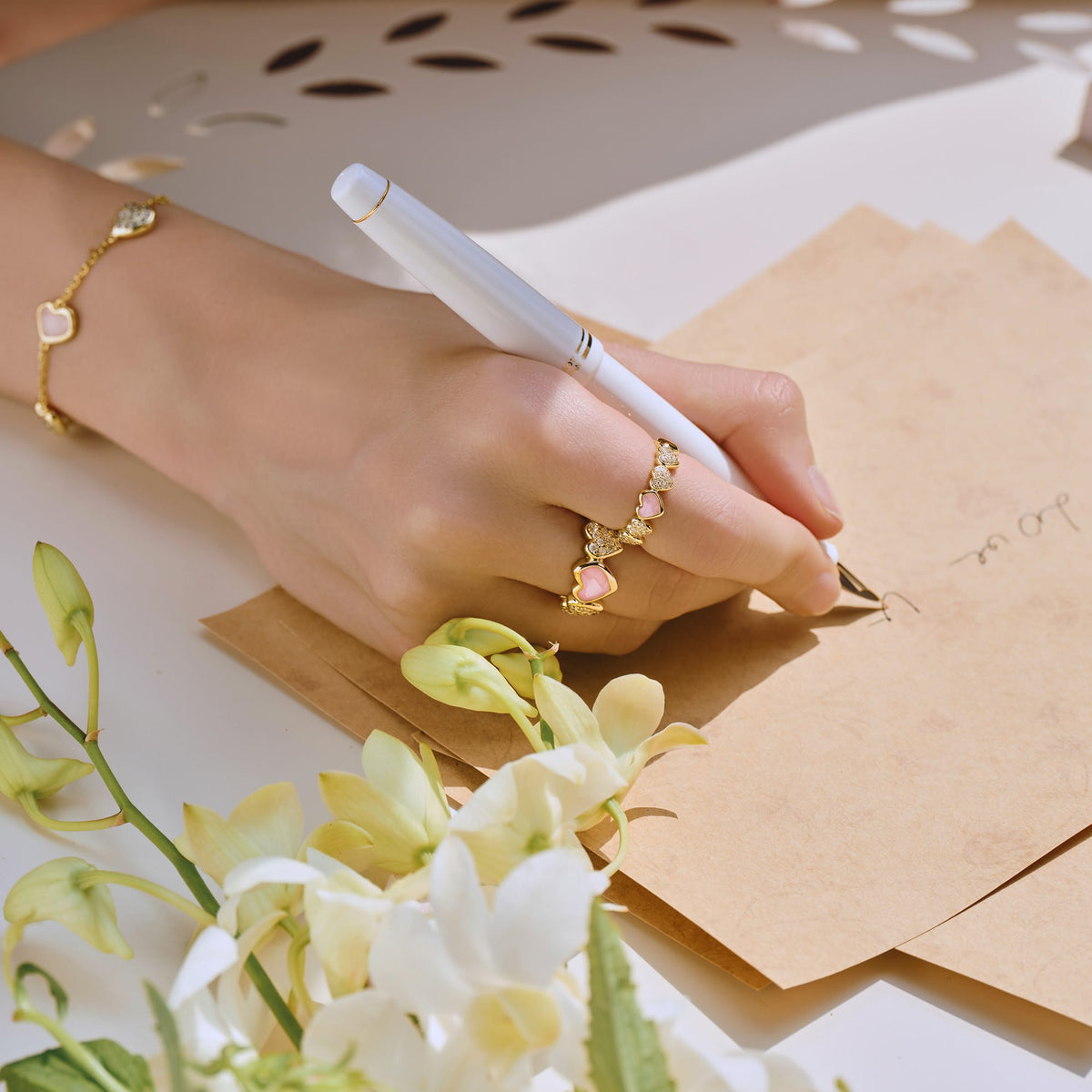 Blush Heart Rose Quartz Open Ring AmberLollipop