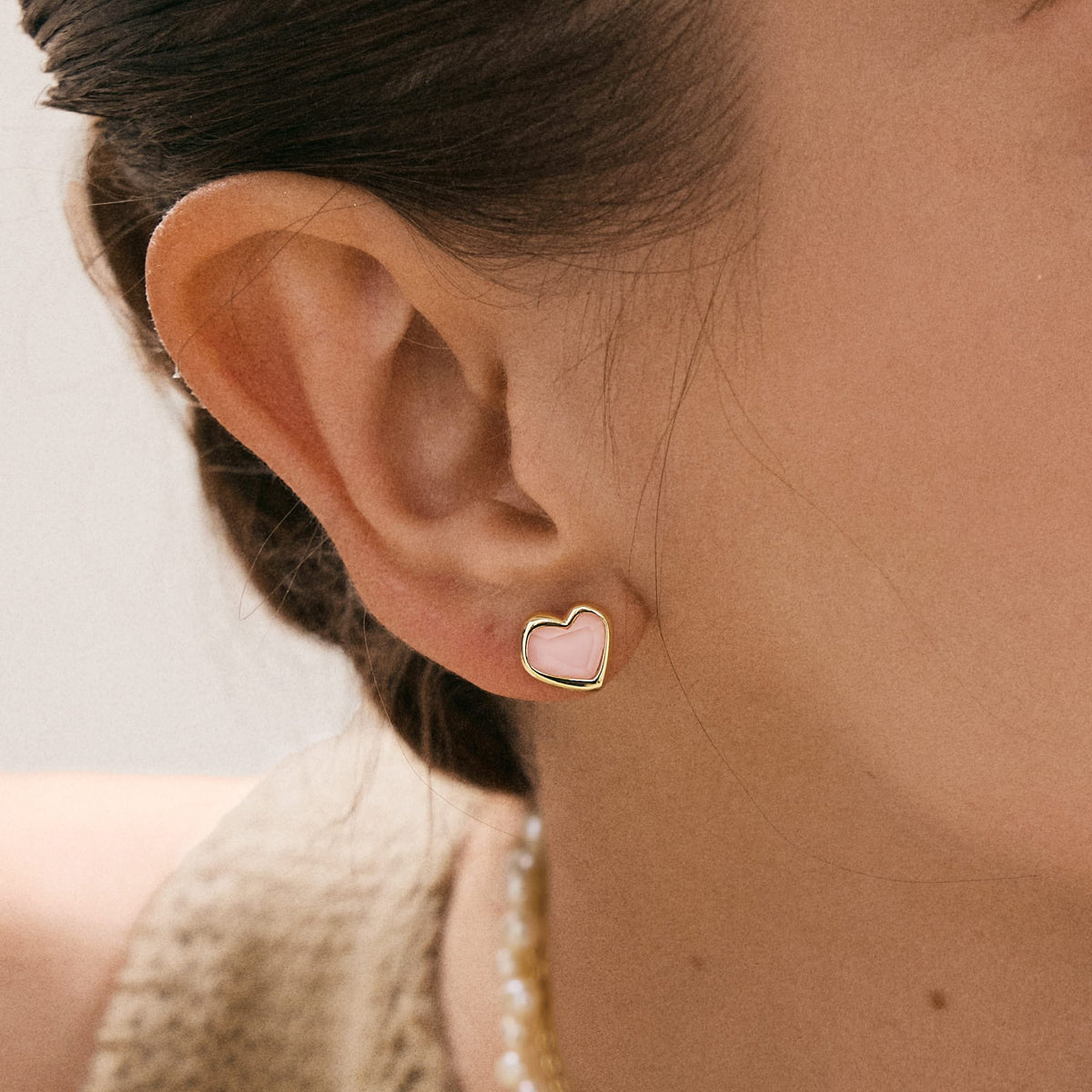 Blush Heart Rose Quartz Stud Earrings AmberLollipop