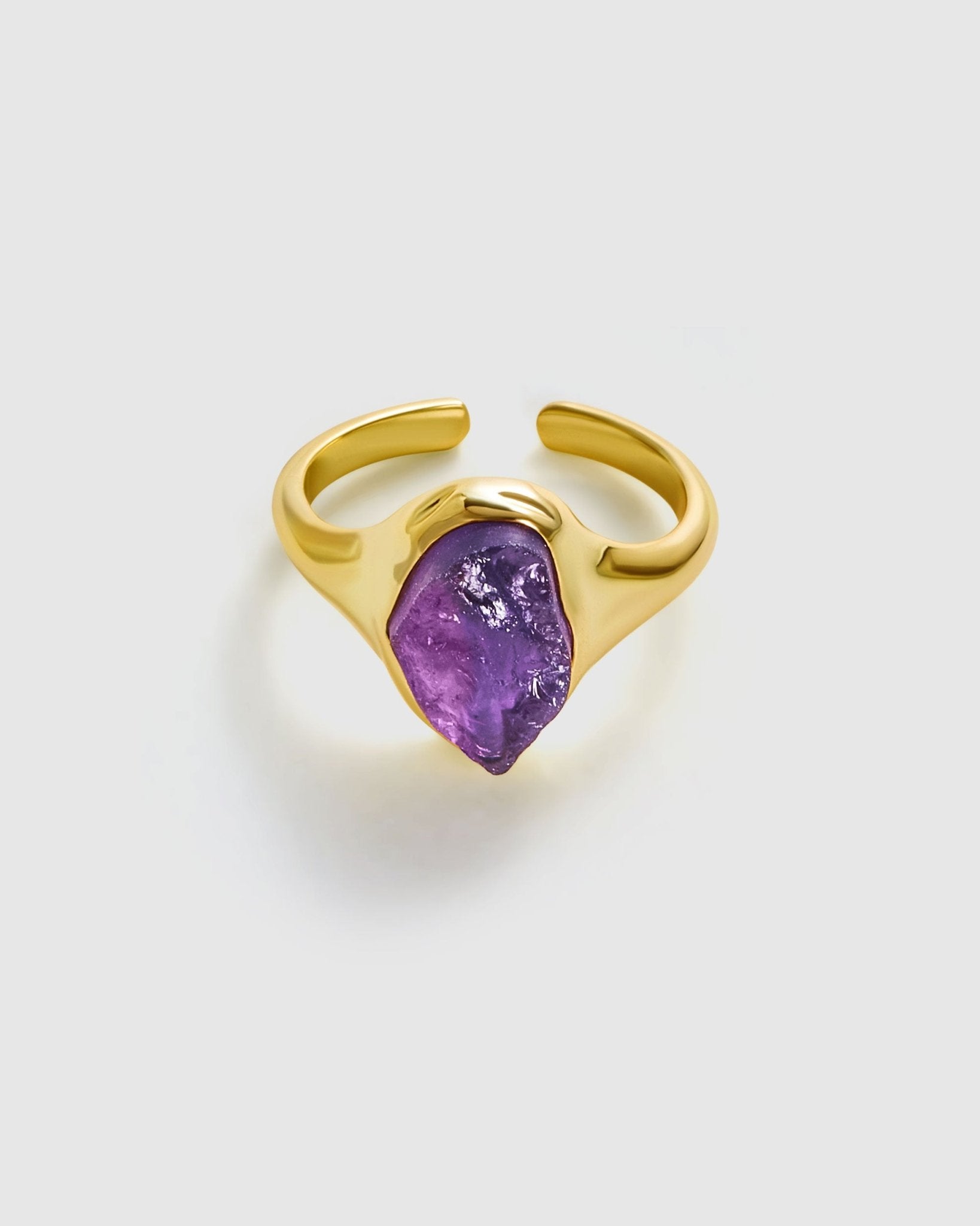 Brazil Raw Crystal Energy Ring - Amber lollipop