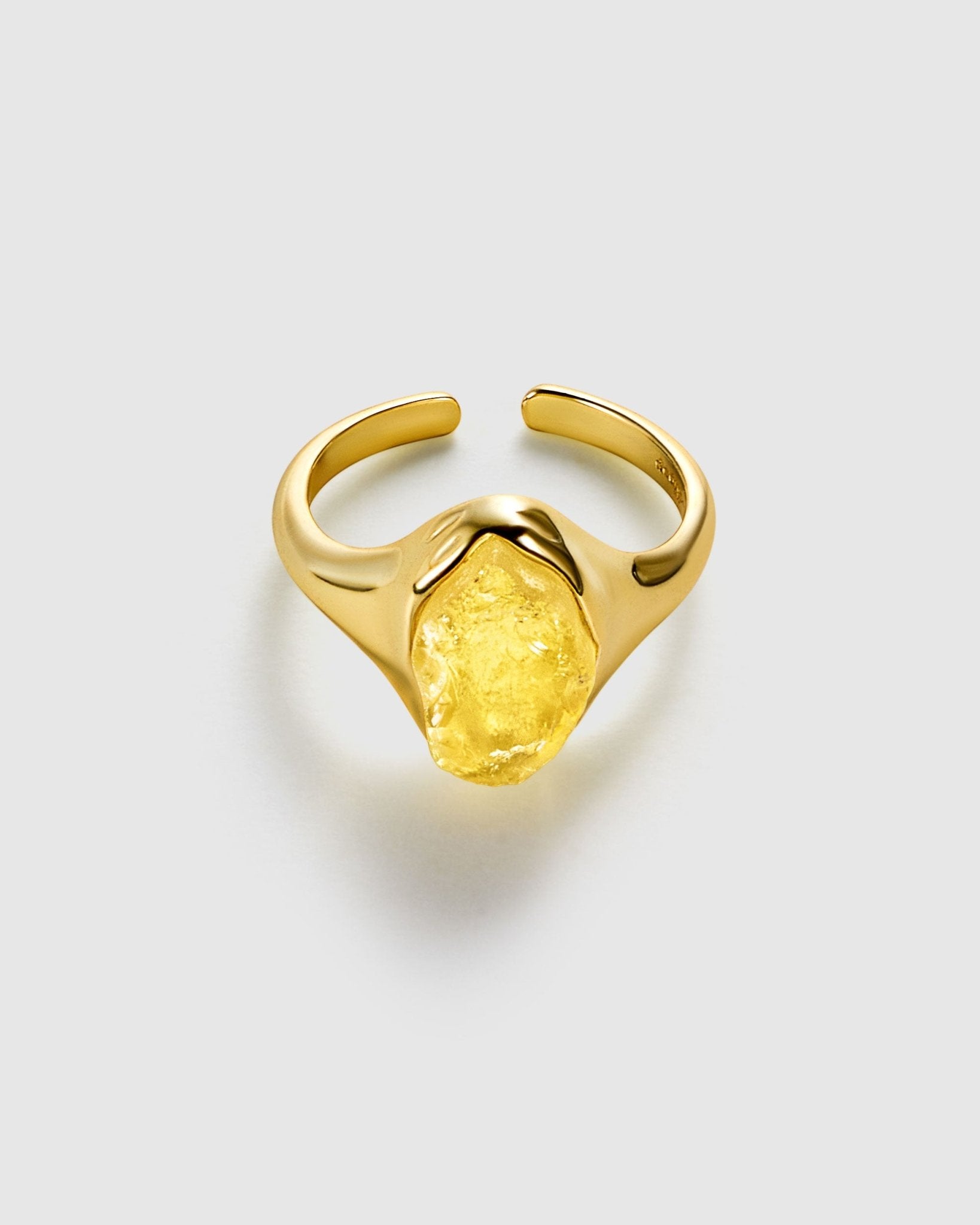 Brazil Raw Crystal Energy Ring - Amber lollipop