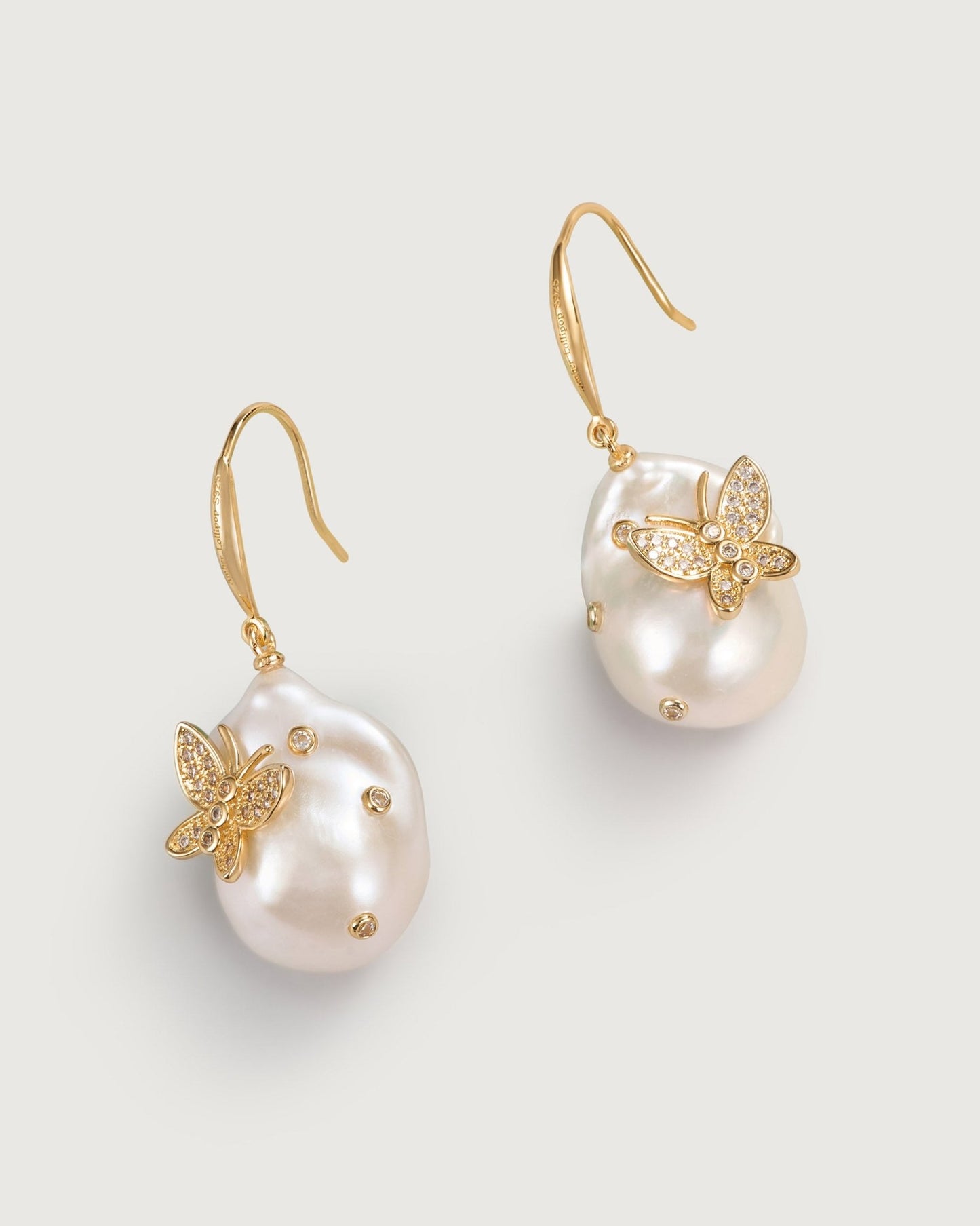 Butterfly Kisses Baroque Pearl Earring - Amber lollipop