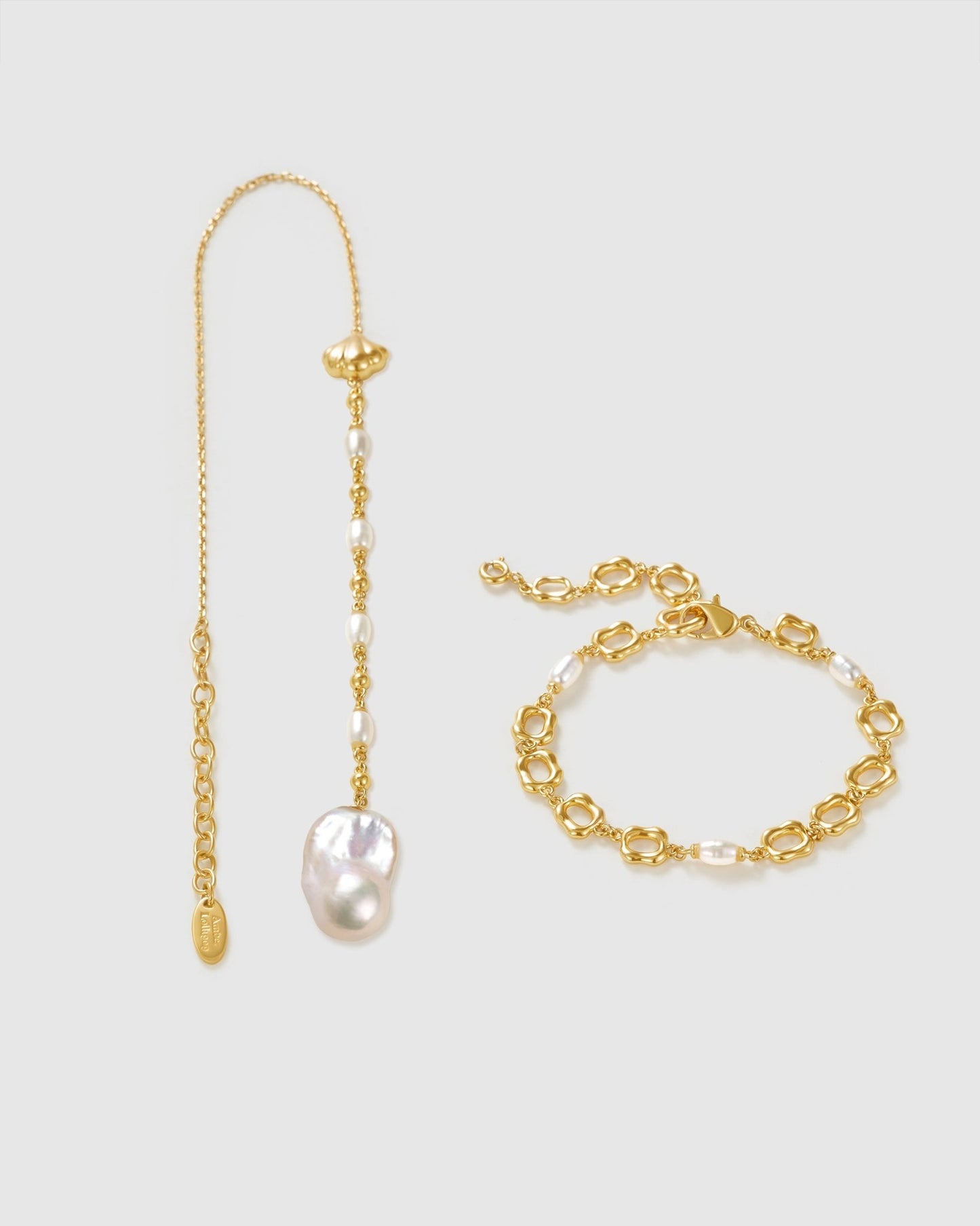 By the Sea Baroque Pearl Necklace - Amber lollipop