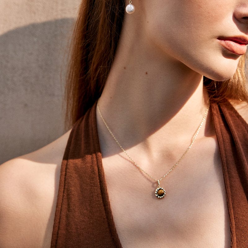 Caramel Coffee Tiger’s Eye Necklace AmberLollipop