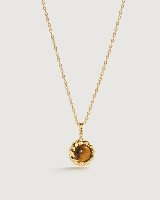 Caramel Coffee Tigerite Necklace - Amber lollipop