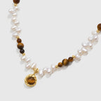Caramel Coffee Tigerite Pearl Necklace - Amber Lollipop