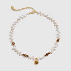 Caramel Coffee Tigerite Pearl Necklace - Amber Lollipop