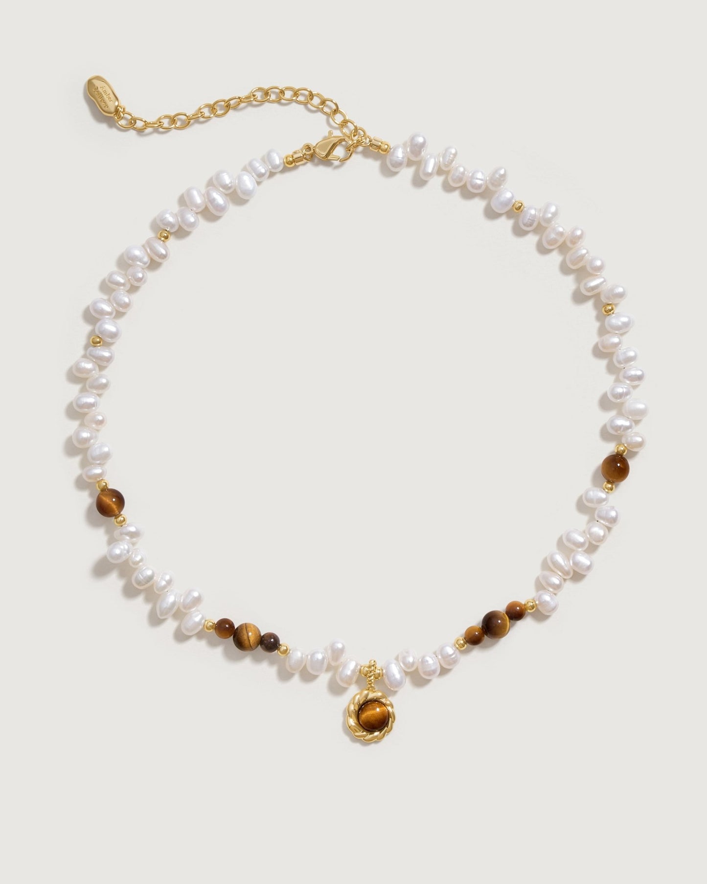 Caramel Coffee Tigerite Pearl Necklace - Amber lollipop