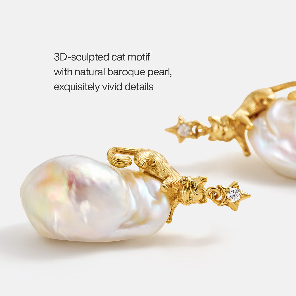 Cat Baroque Pearl Earrings AmberLollipop