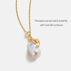 Cat Baroque Pearl Necklace AmberLollipop