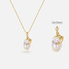 Cat Baroque Pearl Necklace AmberLollipop