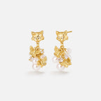 Cat Butterfly Pearl Earrings AmberLollipop