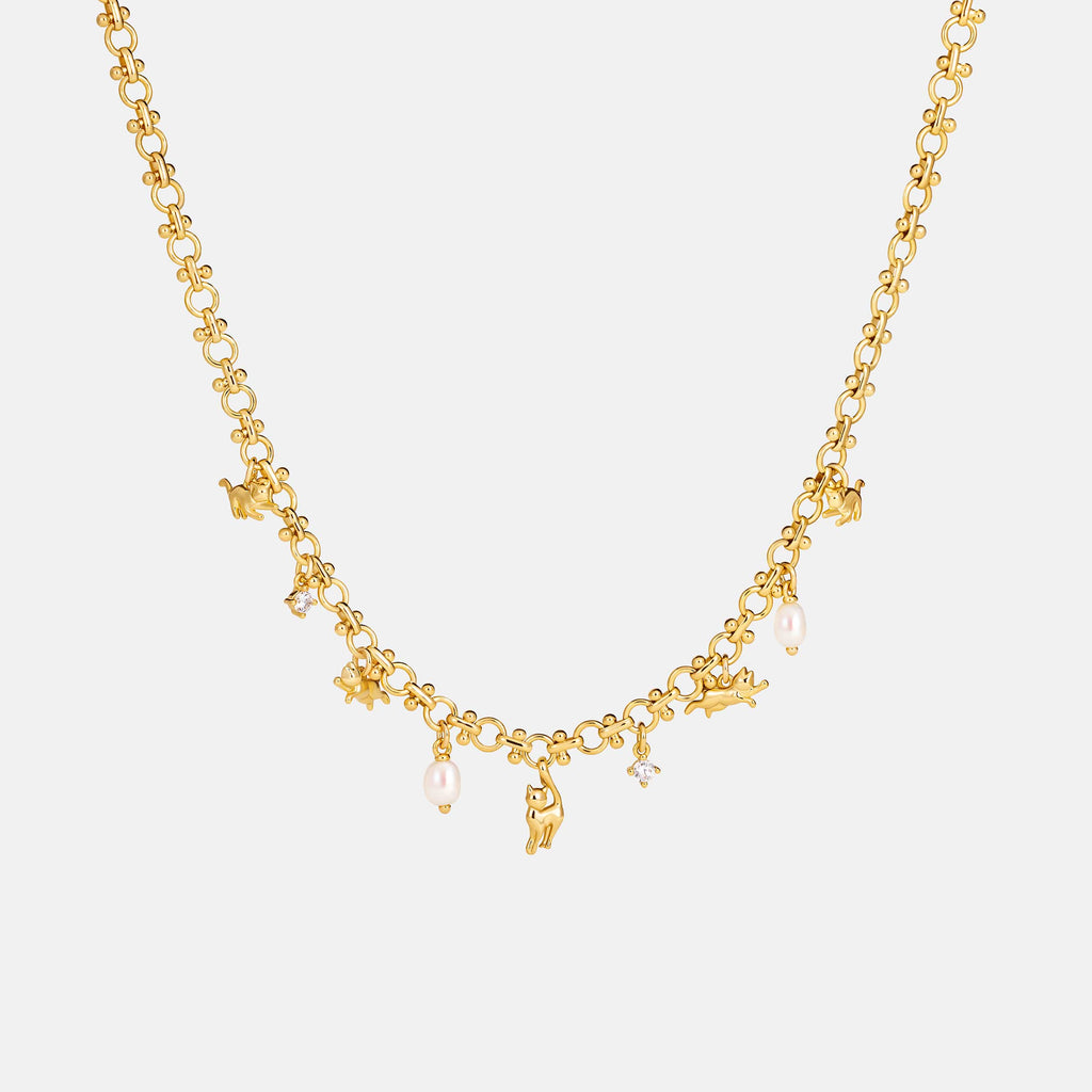 Cat Charm Chain Necklace AmberLollipop