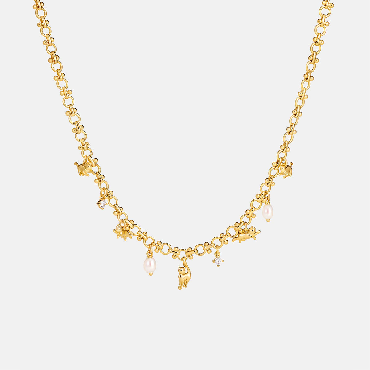 Cat Charm Chain Necklace AmberLollipop