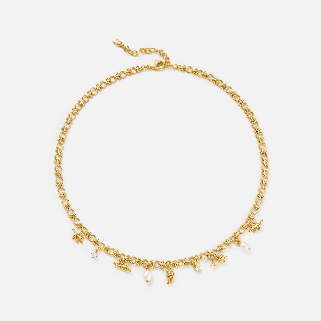 Cat Charm Chain Necklace AmberLollipop