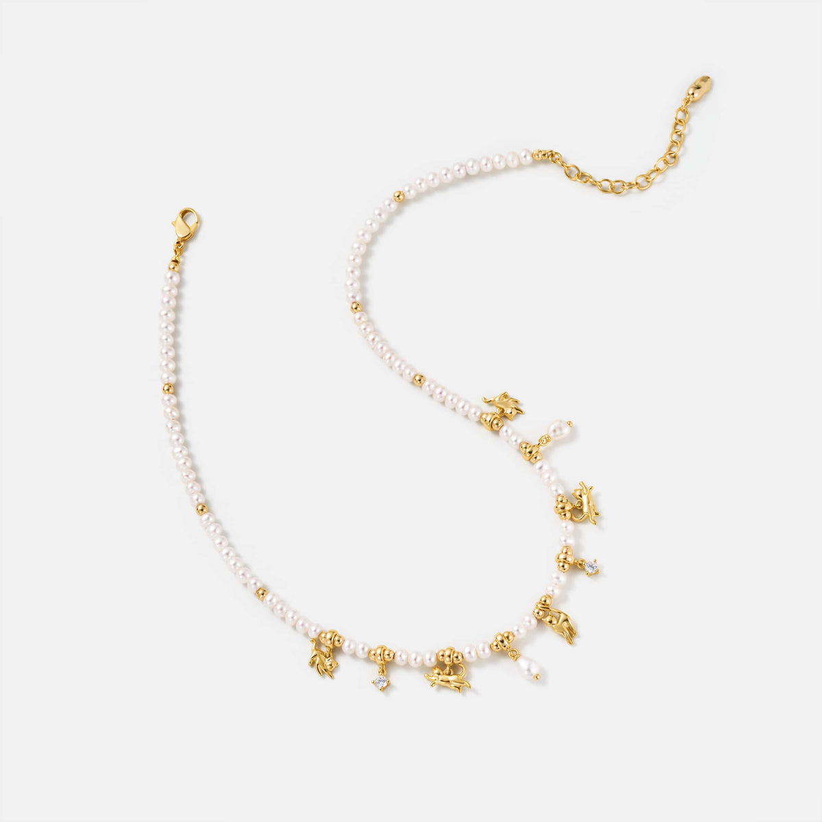 Cat Pearl Beaded Necklace AmberLollipop