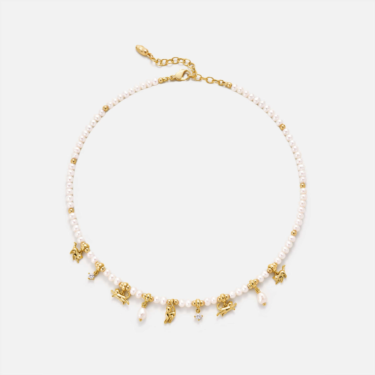 Cat Pearl Beaded Necklace AmberLollipop