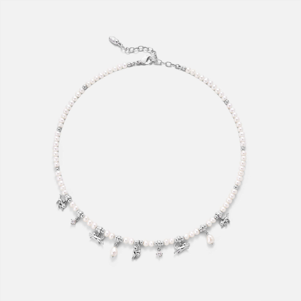 Cat Pearl Beaded Necklace AmberLollipop
