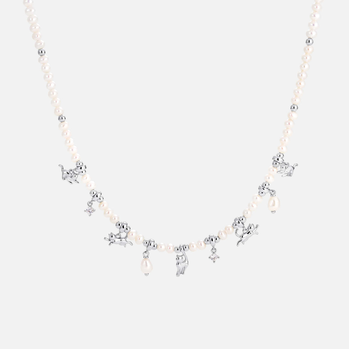 Cat Pearl Beaded Necklace AmberLollipop