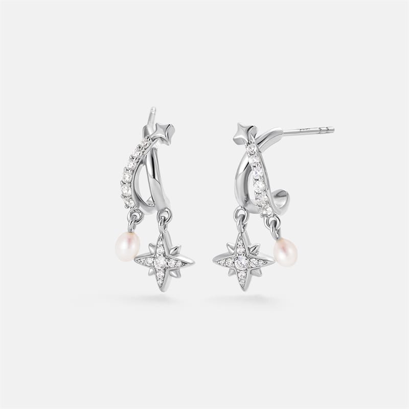Celestial Crescent Pearl Earrings AmberLollipop