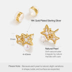 Celestial Double Star Pearl Stud Earrings AmberLollipop