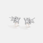 Celestial Double Star Pearl Stud Earrings AmberLollipop