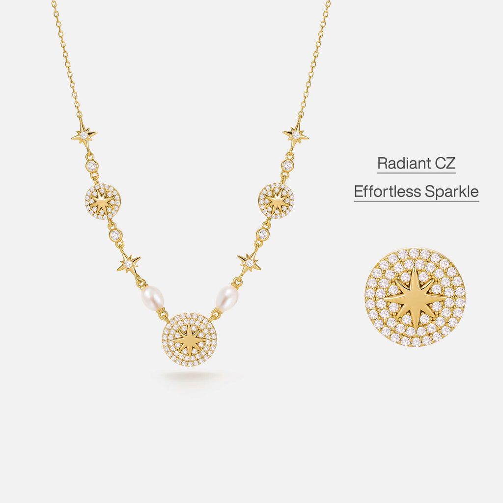 Celestial Star CZ Pendant Necklace AmberLollipop